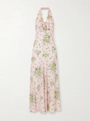 Floral-print silk-crepe midi dress