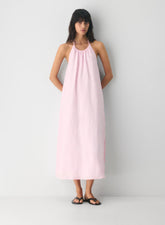Linen halterneck maxi dress
