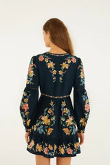 Dark Blue Maira Floral Mini Dress
