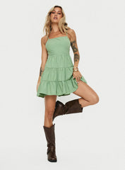 Summer Break Mini Dress Sage