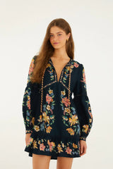 Dark Blue Maira Floral Mini Dress