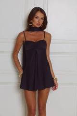 Diva Energy Satin Mini Dress Black