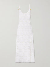 Embellished open-knit cotton and silk-blend midi dress