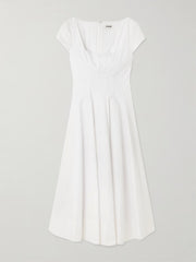 Wells pleated cotton-blend poplin midi dress