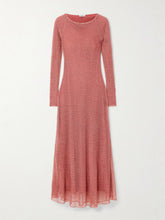 Metallic open-knit midi dress