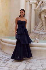 Know Your Heart Strapless Maxi Dress Navy