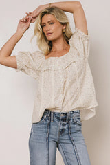 Tiffany Floral Blouse in Cream FINAL SALE
