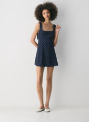 Fit-and-flare micro dress with polka dot pattern