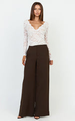 Marlowe Top - V neck Long Sleeve Lace Top in White