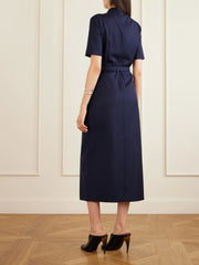 Police belted pleated midi dress