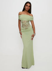 Gwendolen Off The Shoulder Maxi Dress Green