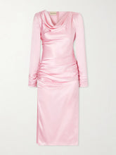 Draped silk-satin midi dress