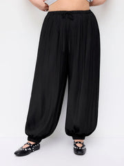 Mid Rise Ruched Drawstring Bloomer Trousers Curve & Plus