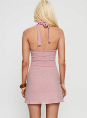 Golden Era Halter Mini Dress Red Stripe