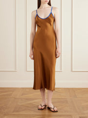 Bias silk-charmeuse slip midi dress