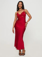 Treasure Bias Cut Maxi Dress Red