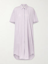 Anu embroidered striped organic cotton-poplin midi shirt dress