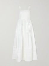 Chamomile pintucked embroidered cotton-poplin midi dress