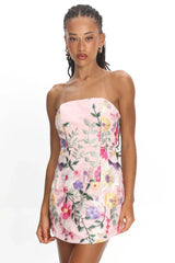 Gardenia Mini Dress - Strapless Floral Embroidered Mini