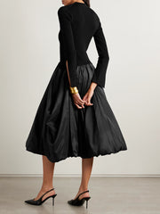 Kenlie ribbed-knit and taffeta midi dress