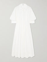 Jazz pleated cotton-blend poplin midi shirt dress