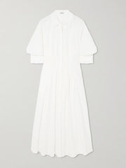 Jazz pleated cotton-blend poplin midi shirt dress