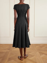 Wells paneled cotton-blend poplin midi dress