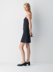 Japanese crepe strappy mini dress-dark night navy