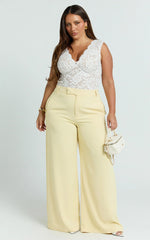 Antonia Top - V Neck Lace Detail Top in White