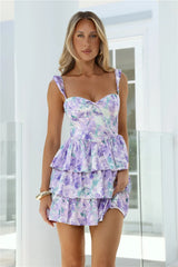 Field Day Chic Off Shoulder Mini Dress Lilac