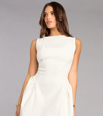 Effortlessly Chic Crepe Pleated Skater Dress