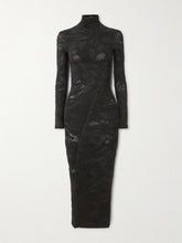 Silk-blend jacquard-knit midi dress