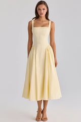 lemon cotton midi sundress