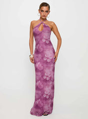 Nathaleia Halter Maxi Dress Purple