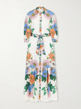 Bianca linen-blend floral midi dress