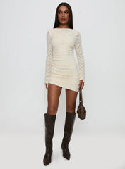 Que Sera Long Sleeve Mini Dress Cream