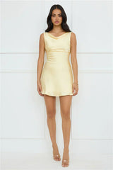 Lily Luxe Satin Mini Dress Yellow