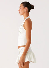 Vegas Nights Halter Neck Top White
