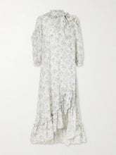 Batacalla scarf-detailed ruffled floral-print silk-crepe de chine midi dress