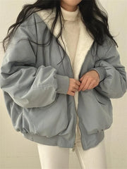 Daniela Teddy Oversize Jacket Women – Soft Reversible Bomber with Pockets & Streetwear Style