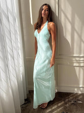 Isanna Halter Sequin Maxi Dress Jelly Mint