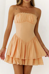 Fashion Glow Strapless Mini Dress Peach