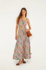 Off-White Peasant Floral Butterflies Maxi Skirt