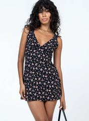 Nellie Mini Dress Black Floral