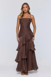 Peachy Glow Maxi Dress Brown