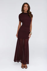 Effortless Theory Mesh Maxi Dress Burgundy