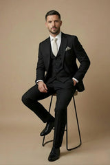 Men’s Three-Piece Wedding Guest Suit – Tailored Slim Fit Jacket, Waistcoat and Trousers for Formal Celebrations