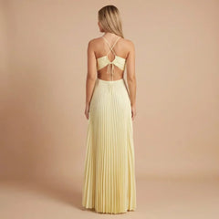 Riley Pleated Halter Maxi Dress