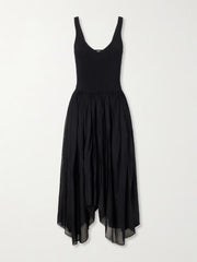 Wave ribbed-corset knitted midi dress