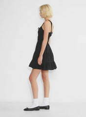 Tiered striped cotton poplin mini dress